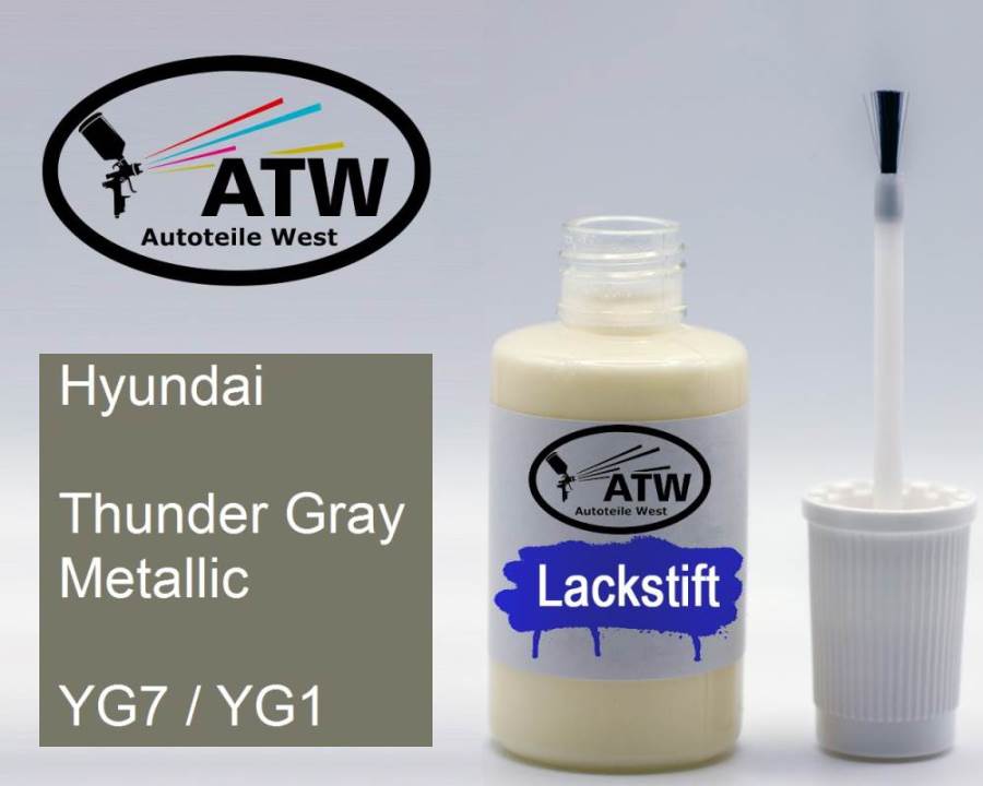 Hyundai, Thunder Gray Metallic, YG7 / YG1: 20ml Lackstift, von ATW Autoteile West.